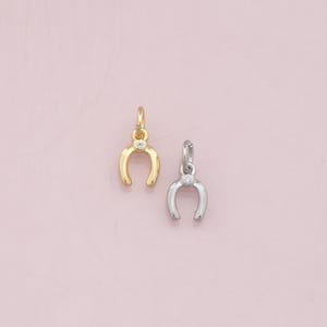 18K Gold Filled Horseshoe Pendant,CZ Micro Pave Horseshoe Charms Bracelet Necklace for DIY Jewelry Making Supply