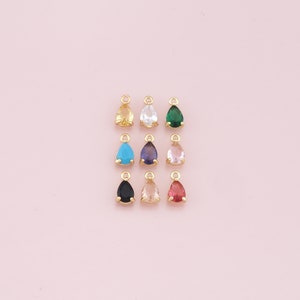18K Gold Filled Crystal Pendant,Teardrop Crystal Charm Bracelet Necklace for DIY Jewelry Making Supply