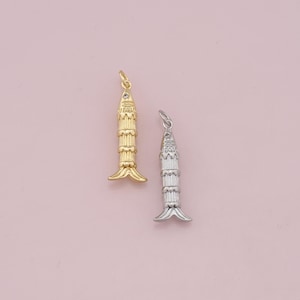 18K Gold Filled Fish Pendant,Dainty Fish Charm Bracelet Necklace for DIY Jewelry Making Supply