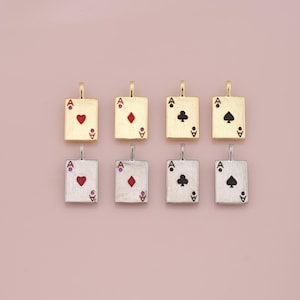 Colgante de naipe relleno de oro de 18 quilates, pulsera con dije de póker esmaltado, ideal para hacer joyas DIY.