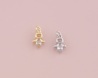 Gold Tiny Geometry Charms,18K Gold Filled CZ Pendant,Geometry Charm Bracelet Necklace for DIY Jewelry Making Supply