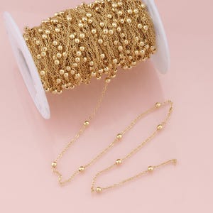 Gold Oval Chain,18K Gold Filled Bead Chain for Necklace Bracelet DIY Jewelry Making Supply 1mm