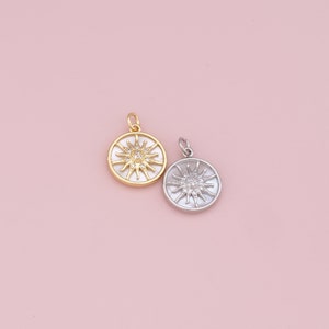 Gold Sun Charms,18K Gold Fille Sun Pendant,CZ Micro Pave Sun Charm Bracelet Necklace for DIY Jewelry Making Supply
