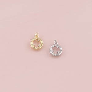 18K Gold Filled CZ round Pendant,Dainty round Charm Bracelet Necklace for DIY Jewelry Making Supply