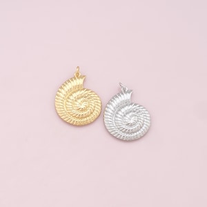 18K Gold Filled Conch Shell Pendant,Dainty Conch Shell Charm Bracelet Necklace for DIY Jewelry Making Supply
