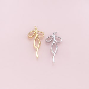 18K Gold Filled Bow Pendant,Dainty Bow Charm Bracelet Necklace for DIY Jewelry Making Supply