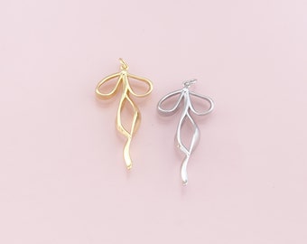 18K Gold Filled Bow Pendant,Dainty Bow Charm Bracelet Necklace for DIY Jewelry Making Supply
