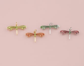 18K Gold Filled Dragonfly Pendant,Dragonfly Charm Bracelet Necklace for DIY Jewelry Making Supply