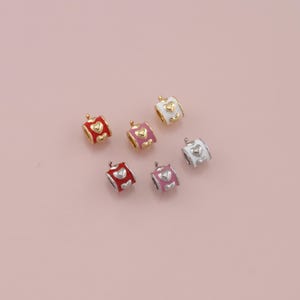 Gold Barrel Beads Charms,18K Gold Filled Enamel Heart spacer beads Bracelet Necklace for DIY Jewelry Making Supply hole 5mm