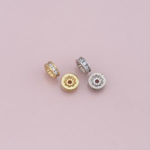 Gold Flat Round Beads Charms,18K Gold Filled Barrel Spacer Beads Bracelet Necklace for DIY Jewelry Making Supply