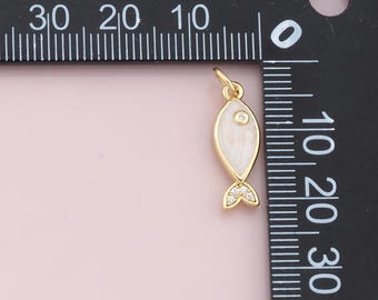 Pendentif Poisson En Or 18 Carats émaillé - Bijou Femme, Fabriqué En Italie, Neuf Avec étiquettes