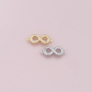 Infinite Connector Charms,18K Gold Filled Infinite Pendant,CZ Micro Pave Infinite Charm Bracelet Necklace for DIY Jewelry Making Supply