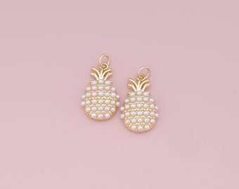 Ciondoli di ananas in oro, pendente di ananas riempito in oro 18 carati, collana con bracciale con ciondoli di frutta per la fornitura di gioielli fai da te