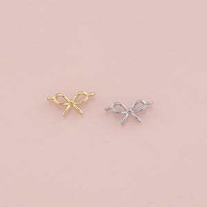 18K Gold Filled Bow Connector,Dainty Bow Charm Bracelet Necklace for DIY Jewelry Making Supply