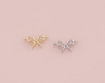 18 kt gold filled strikconnector, sierlijke strik bedelarmband ketting voor het maken van doe-het-zelf sieraden