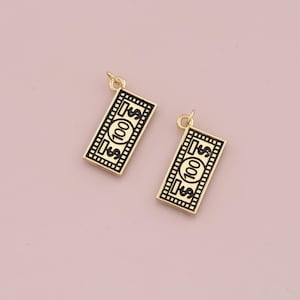 Colgante de dólar chapado en oro de 18 quilates, dije de tarjeta de dinero esmaltado, pulsera, collar para hacer joyas DIY.