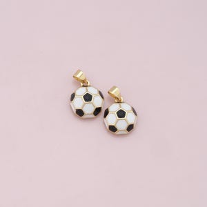 18K Gold Football Pendant,Enamel Soccer Ball Charm Bracelet Necklace for DIY Jewelry Making Supply