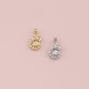 18K Gold Filled Tiny Conch Shell Pendant,Conch Shell Charm Bracelet Necklace for DIY Jewelry Making Supply