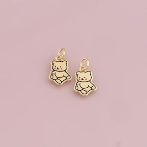 18K Gold Filled Bear Pendant,Cute Bear Charm Bracelet Necklace for DIY Jewelry Making Supply