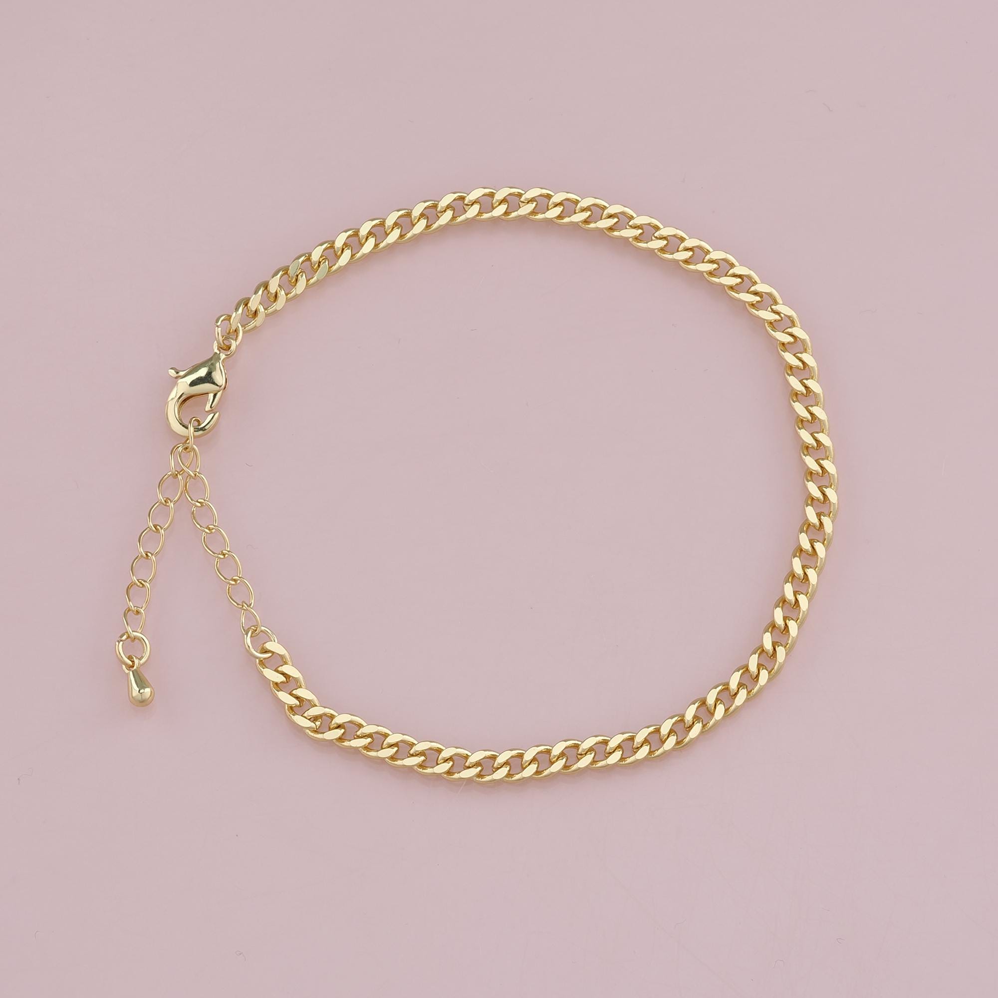 Catena regolabile in oro, bracciale ovale riempito in oro 18 carati, braccialetti semilavorati, braccialetti per la creazione di gioielli