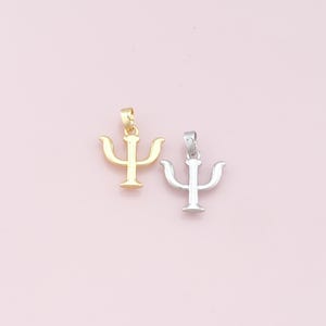 Pingente de letra grega preenchido com ouro 18K, colar delicado de pulseira com pingente psi para fabricação de joias DIY