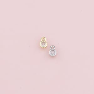 18K Gold Filled Round Pendant,Crystal Round Charm Bracelet Necklace for DIY Jewelry Making Supply