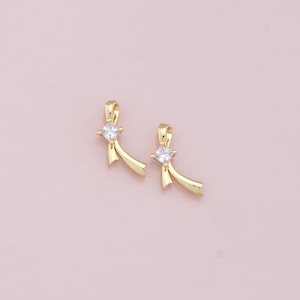 18K Gold Filled Tiny Bow Pendant,Dainty Bow Charm Bracelet Necklace for DIY Jewelry Making Supply
