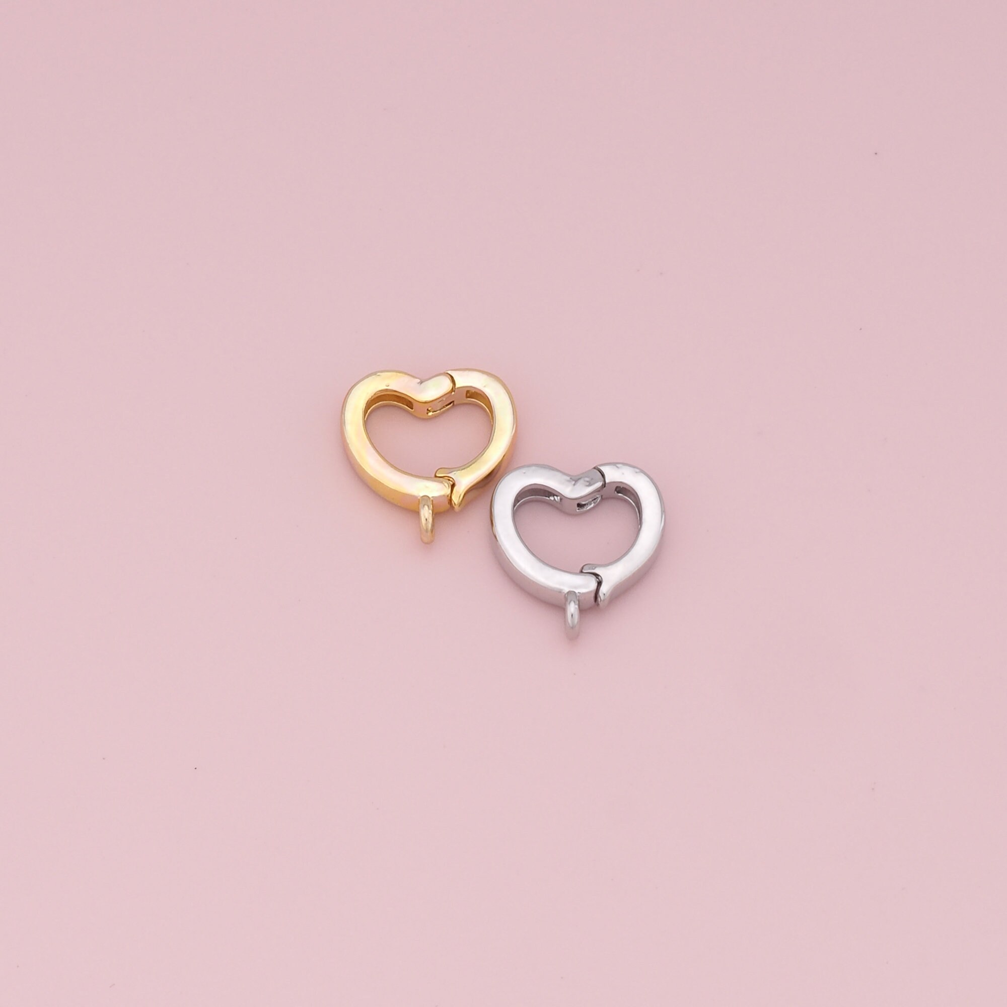 18K Gold Filled Gold Spring Gate Ring Heart Clasp,Push Clip Clasp,Spring Gate for Jewelry Making