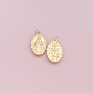 18K Gold Filled Virgin Mary Pendant,Religion Charm Bracelet Necklace for DIY Jewelry Making Supply