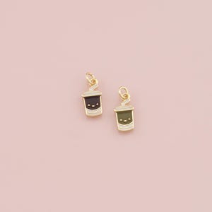 18K Gold Filled Drinks Pendant,Enamel Drinks Charm Bracelet Necklace for DIY Jewelry Making Supply