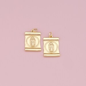 18K Gold Filled Virgin Mary Pendant,Virgin Mary Charm Bracelet Necklace for DIY Jewelry Making Supply