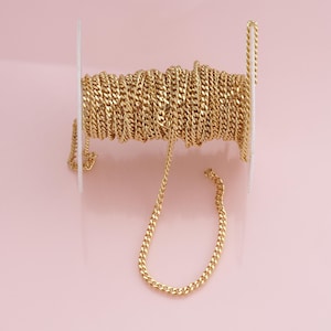 Chaîne gourmette en or 18 carats pour collier et bracelet fabrication de bijoux à bricoler soi-même Fourniture 3,5 mm