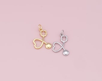 18K Gold Filled Stethoskop Anhänger, Stethoskop Charm Armband Halskette für DIY Schmuckherstellung Versorgung