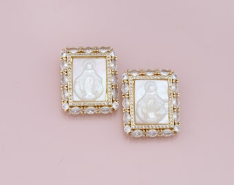 18K Gold Filled virgin mary Pendant,Our Lady of Guadalupe Charm Bracelet Necklace for DIY Jewelry Making Supply