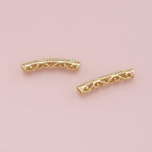 18K Gold Filled Evil Eye Beads,Dainty Tube Spacer Beads Charm Bracelet Necklace for DIY Jewelry Making Supply