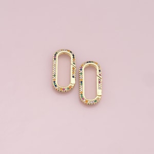 18K Gold Filled Oval Carabiner Clasp,Carabiner Lock Connector,Spring Push Gate for DIY Jewelry Clasp Finding Necklace Bracelet