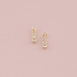 18K Gold Filled CZ Round Pendant,Dainty Round Charm Bracelet Necklace for DIY Jewelry Making Supply