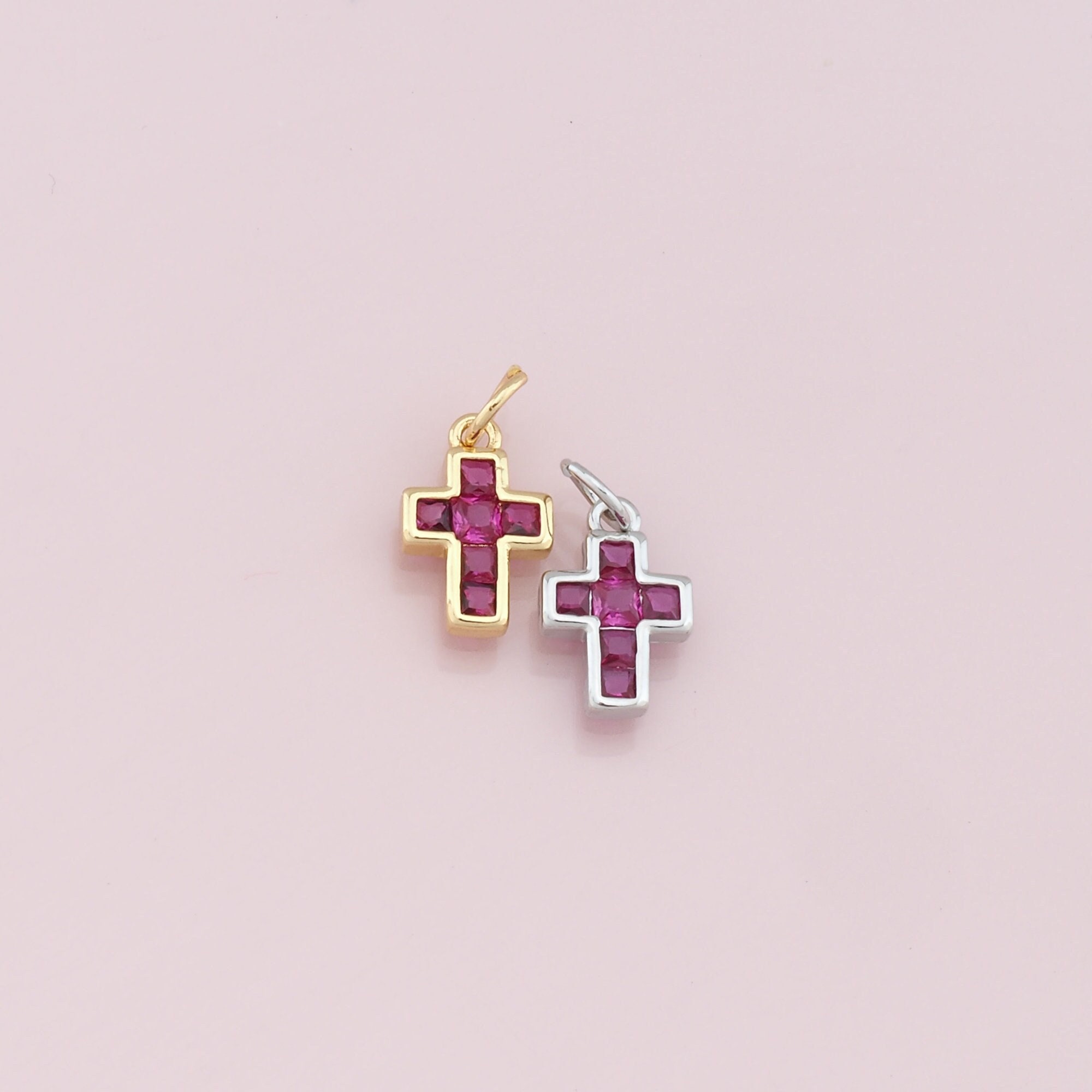 18K Gold Filled Cross Pendant,dainty Cross Charm Bracelet Necklace