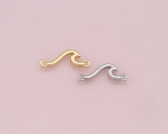 Welle Verbinder Charme, 18K Gold gefüllt Welle Anhänger, zierliche Welle Charme Armband Halskette für DIY Schmuckherstellung Versorgung