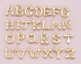 18K Gold Füllte Brief Anhänger, erste Charme Armband Halskette für DIY Schmuckherstellung Versorgung