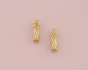 Ciondoli a forma di ananas in oro, ciondolo a forma di ananas riempito in oro 18 carati, collana con ciondolo a forma di frutta per la creazione di gioielli fai da te.