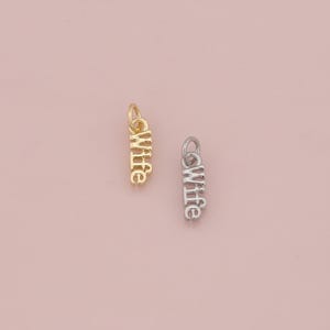 18K Gold Filled Wife Pendant,Dainty Wife Charm Bracelet Necklace for DIY Jewelry Making Supply