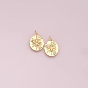 18K Gold Filled Bee Pendant,Dainty Bee Charm Bracelet Necklace for DIY Jewelry Making Supply