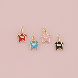 18K Gold Filled Clothes Pendant,Enamel Overalls Charm Bracelet Necklace for DIY Jewelry Making Supply