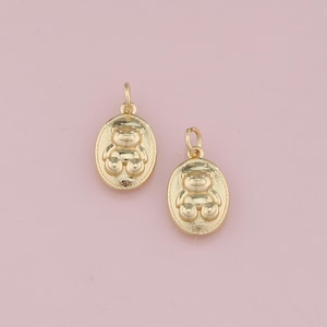 18K Gold Filled Bear Pendant,Cute Bear Charm Bracelet Necklace for DIY Jewelry Making Supply