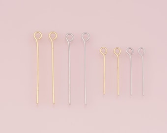 100Pcs 18K Gold Filled Eye Head Pins for DIY Jewelry Making Supply