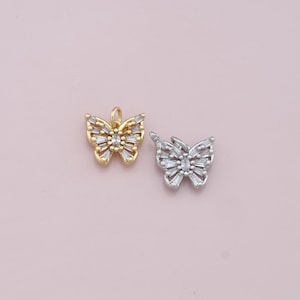 Colgante de mariposa relleno de oro de 18 quilates, pulsera con dije de mariposa de cristal para hacer joyas de bricolaje