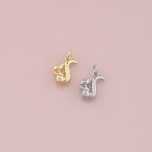 18K Gold Filled Squirrel Pendant,Dainty Animal Charm Bracelet Necklace for DIY Jewelry Making Supply