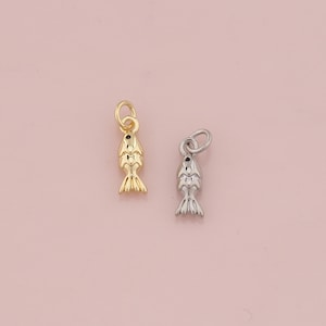 18K Gold Filled Fish Pendant,Dainty Fish Charm Bracelet Necklace for DIY Jewelry Making Supply