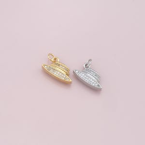 18K Gold Filled Planet Pendant,CZ Micro Pave Planet Charm Bracelet Necklace for DIY Jewelry Making Supply